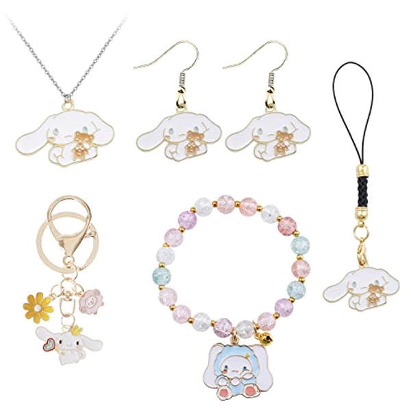Kuromi Necklace Kuromi Bracelet with Keychain My Melody Phone Charm Strap Kitty Jewelry Gift for Women Girl