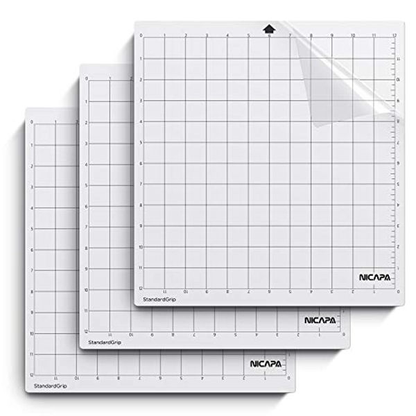 Nicapa StandardGrip Cutting Mat for Silhouette Cameo 4/3/2/1 (12x12 inch,3 Mats) Standard Adhesive Sticky Quilting Cut Mats Replacement Accessories for Silhouette Cameo
