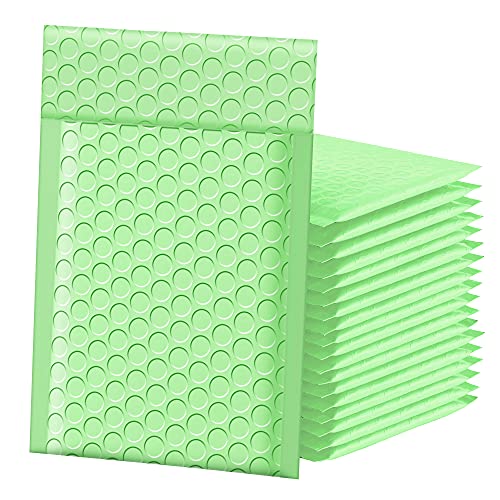 Famagic Bubble Mailers 4x8 Inch 50pc Mint Green Shipping Bags, 4X7 Packaging Bags For Small Business, Colored Padded Mailing Envelopes,Opaque Matte Self Seal Bubble Poly Mailers Bulk #000 - Mint Green - 4x8 Inches