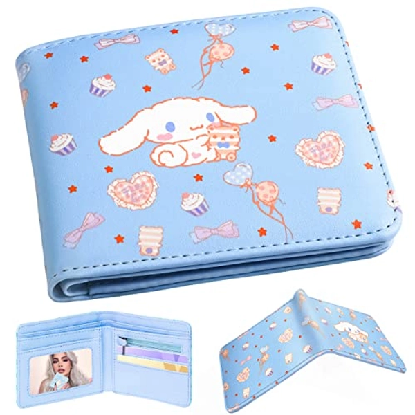 Funermei Cute Wallet for Women Girls Anime Leather Bifold Wallet Kawaii Cartoon Character Aesthetic Credit Card Holder RFID Blocking Id Cash Slim Small Wallets with Coin Pocket for Teen Little Girl
