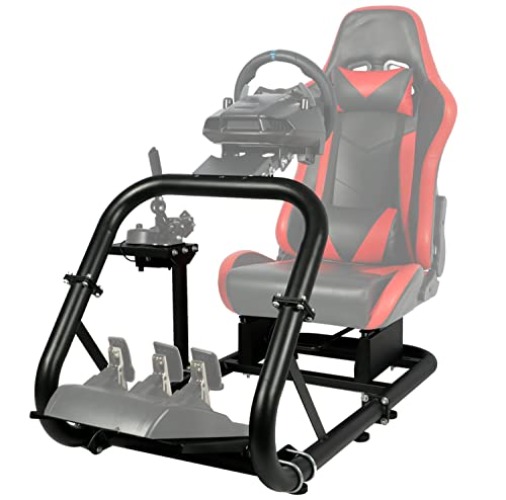 Anman Racing Cockpit Frame Large Round Tube Fits for Logitech Thrustmaster Fanatec Adjustable Driving Racing Wheel Stand Steering Wheel Stand Gaming Cockpit Without Frame Wheel Pedal Shifter