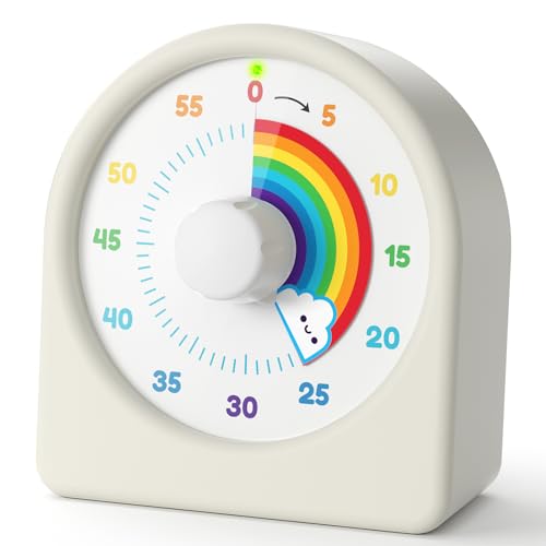 Rechargeable Visual Countdown Timer Clock, Time Management Tool - White