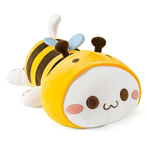 Onsoyours Cute Kitten Bee Plush Toy Stuffed Animal Kitty Soft Anime Cat Plush Pillow for Kids (Yellow Cat Bee, 12") - Yellow Cat Bee - 12''