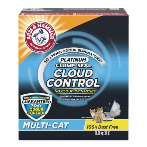 Arm & Hammer Platinum Clump & Seal Cloud Control Clay Cat Litter, Multi-Cat, Value Size, Easy Clean Up, Rock Hard Clumps, Odour Control, Dust Free, 16.78kg - Cloud Control 16.78 kg (Pack of 1)