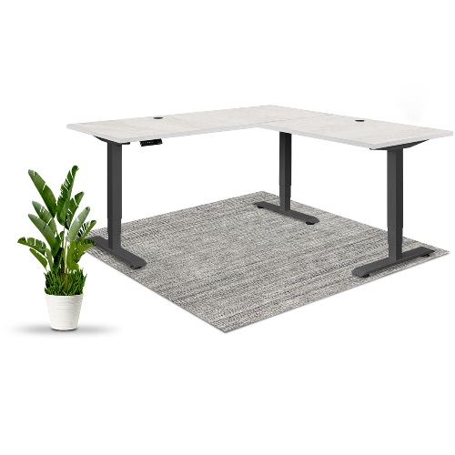 Executive Standing Corner Desk - L Shaped - Large 71" × 71" / Black / Oak White