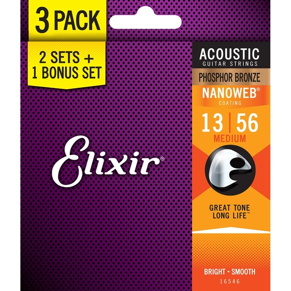 Elixir Acoustic Phosphor Bronze  3-PACK - Medium (13-56)