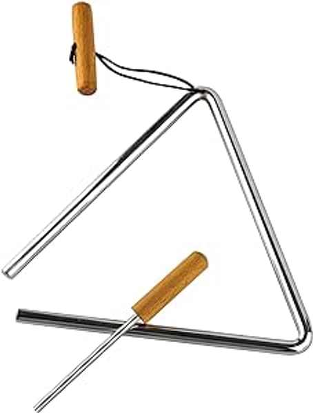 Triangle Hand Percussion with Striker,Rhythm Steel Triangles Music Instrument (8 inch) - 8 in