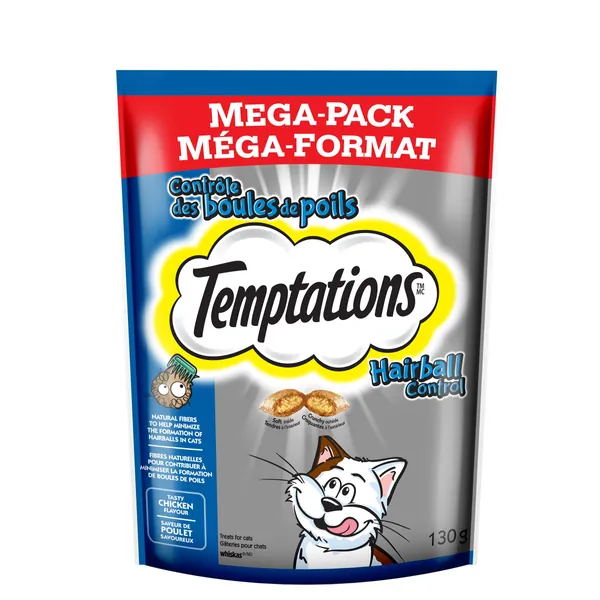TEMPTATIONS Cat Treats, Hairball, 130g (7 Pack) - 130 g (Pack of 7) Hairball