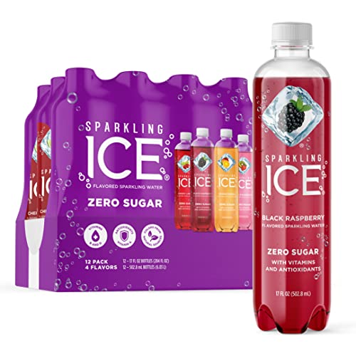 Sparkling Ice Purple Variety Pack, Flavored Water, Zero Sugar, with Vitamins and Antioxidants, 17 fl oz, 12 count (Black Raspberry, Cherry Limeade, Orange Mango, Kiwi Strawberry) - Purple Variety Pack