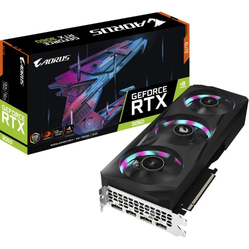 Gigabyte AORUS GeForce RTX 3060 Elite 12GB V2 LHR Grafikkarte, GV-N3060AORUS E-12GD V2 - Single