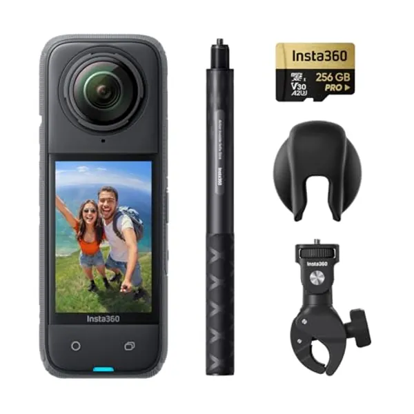 Insta360 X4 Motorrad-Bundle – wasserdichte 8K 360°-Action-Cam, 4K Weitwinkelvideos, Unsichtbarer Selfie-Stick Effekt, Abnehmbarer Linsenschutz, 135 min Akkulaufzeit, KI-Bearbeitung, Stabilisierung