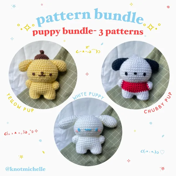 Puppy Bundle - 3 Crochet Patterns *digital download PDF pattern*