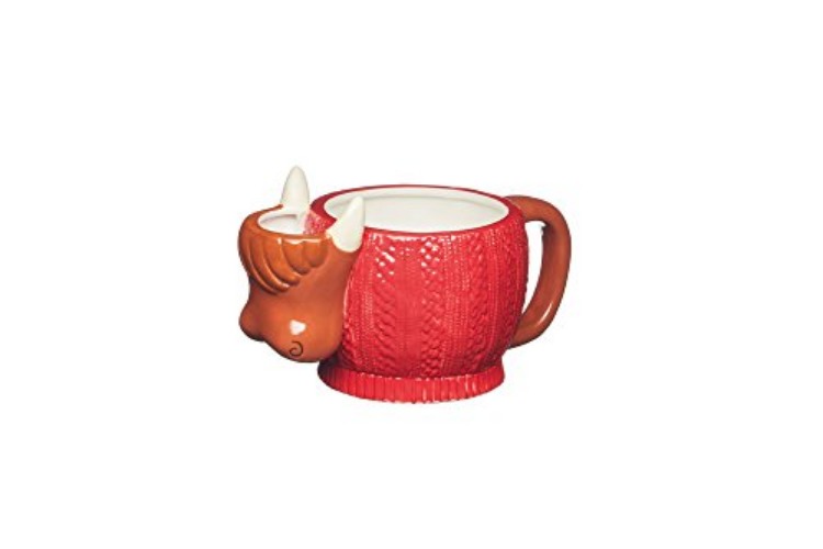 KitchenCraft Painted Ceramic Novelty Highland Cow Mug with Tea Bag Holder, 500 ml (17.5 fl oz) - Brown / Red - Highland Cow