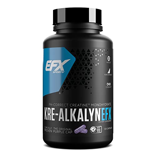 EFX Sports Kre-Alkalyn | PH-Correct Creatine Monohydrate | Multi-Patented Formula, Gain Strength, Build Muscle & Enhance Performance - 120 Capsules / 60 Servings - 192 Count (Pack of 1) - Formula