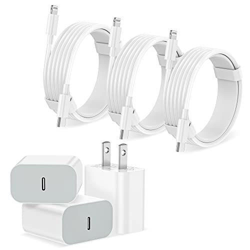 iPhone Charger Fast Charging【Apple MFi Certified】 3Pack USB-C Wall Charger Block with 6FT USB C to Lightning Cables for iPhone 14/14 Pro/14Pro Max/13/13 Pro/12/12 Pro/12 Pro Max/11/Xs Max/XR/X Type C - white