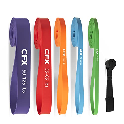 CFX Resistance Bands for Working Out,Pull Up Assistance Bands,Workout Bands for Exercise with Door Anchor,Elastic Bands for Body Stretching,Crossfit Training at Home/Gym for Men & Women - 8PCS