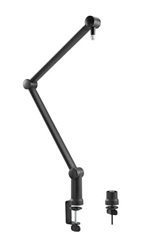 PrimeCables Boom Arm Mic Stand for Desk Mount 360º Rotatable,Microphone Arm Stand Spring-Assisted Mic Arm 3/8”to 5/8”Screw Adapter Included for Broadcasting,Studio (Black)