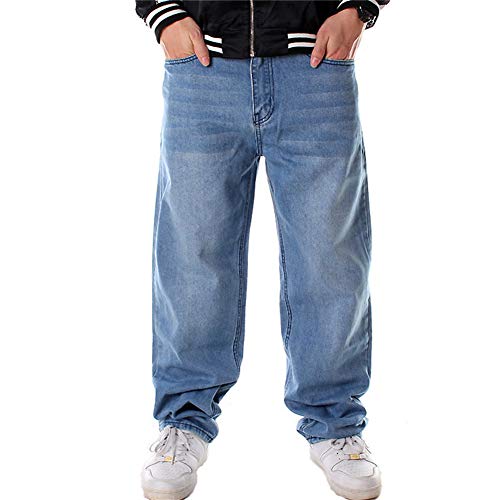 LUOBANIU Men's Baggy Jeans Hip Hop Jeans Loose fit 90s Vintage Cargo Pants Baggy Fit Fashion Dance Skater Skateboard Pants - 022 Blue - 34