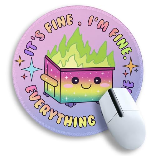 Gctriki Gradient Dumpster on Fire Mouse Pad, Cute Round Mouse Pads for Desk, Funny Purple Mousepad for Laptop Gaming, Stitched Edge Non-Slip Rubber Base, Cute Office Desk Accessories Decor for Women - Dumpster Gradient