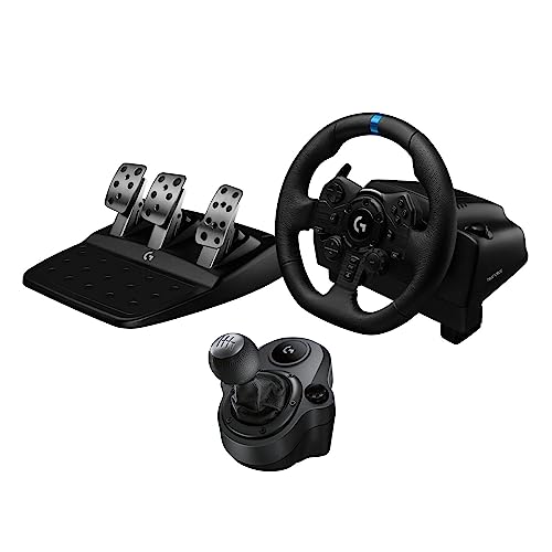 Logitech G Logitech G923 Racing Wheel and Pedals, TRUEFORCE Force Feedback Driving Force Shifter - Real Leather, For PS5, PS4, PC, Mac - Black - PlayStation|PC - Wheel Kit + Shifter
