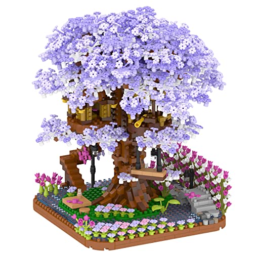 Vziimo Cherry Blossom Bonsai Tree Building Set, Sakura Tree House Model Sets for Adults, 2200Pcs Mini Micro Bricks Collectible Creative for Teens Girls Boys 14+ - Purplr Cherry Blossom Bonsai