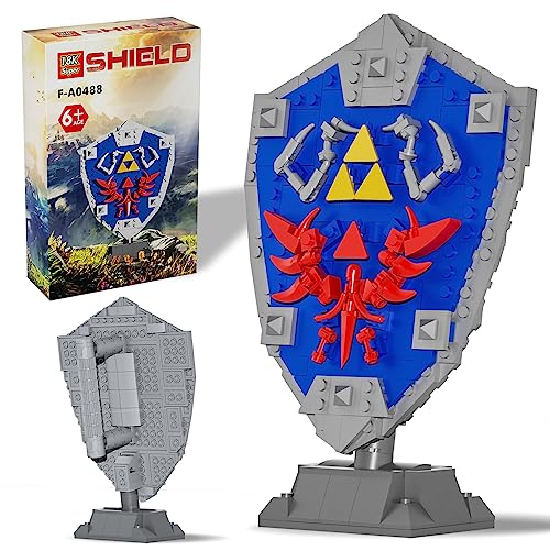 AobiKSEY BOTW Hylian Shield Building Block Set, Upgraded Breath of The Wild Shield with Handle and Base Building Blocks for Game Model Collectors Kids Ages 6+ Year Old (314 Pieces) - Shield