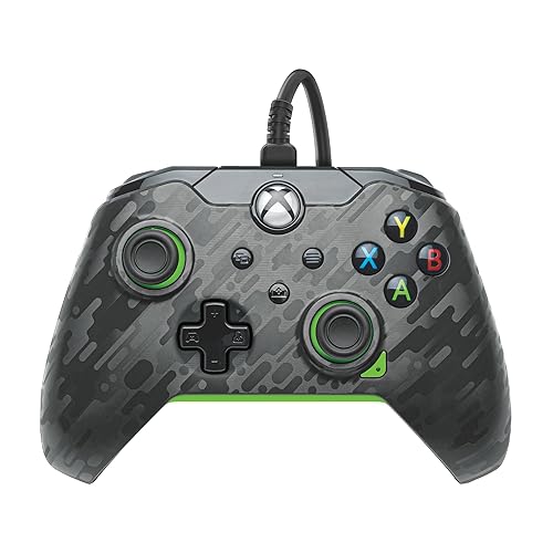 PDP Wired Controller: Neon Carbon - Xbox Series X|S, Xbox One, Xbox, Windows 10/11 - Grey/Green