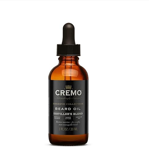 Cremo Beard Oil, Distiller's Blend (Reserve Collection), 1 fl oz - Restore Natural Moisture and Soften Your Beard To Help Relieve Beard Itch - Distiller's Blend - 1 Fl Oz (Pack of 1)
