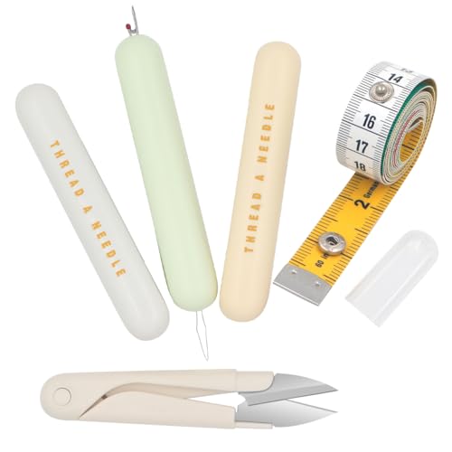 Seam Rippers, 2-in-1 Threader for Threading and Unthreading Seam Ripper, Sewing Supplies with 1 Scissors and 1 Colored Tape Measure
