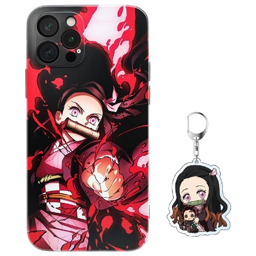 Nezuko Phone Case, Anime Girls Phone Case, Compatible with iPhone 14, Anime Phone Case, Nezuko Phone Cover, Comes with a Keychain(MDZGH,14) - iPhone 14 Nezuko-GH