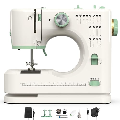 StitchMaster Pro:Ballet on twin needles.Sewing machine,sewing machine for beginners,Double needle and double thread,16 kinds of stitches.Sewing machine for Household,sewing machine for adults.(White) - Full accessories