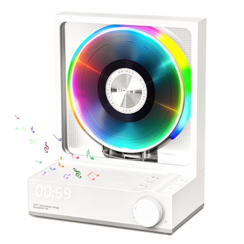 Portable CD Player, MANAYO Bluetooth 5.3 Rechargeable Desktop CD Player for Home, Portable CD Player with HIFI Speakers, Support RGB Light, Timer Function, Optical Output, TF Card（White） - White