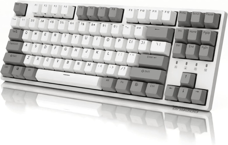 Durgod Taurus K320 TKL Mechanical Gaming Keyboard - 87 Keys - Double Shot PBT Cherry Blue / White - Cherry Blue White