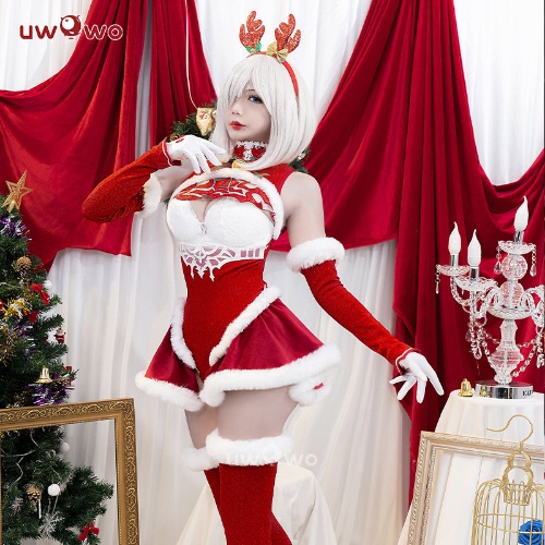 Uwowo Nier: Automata 2B Red Holiday Christmas Cosplay Costume - 【Pre-sale】S