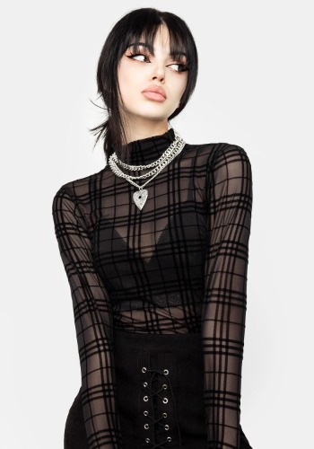 Buffy Check Mesh Top | UK 6