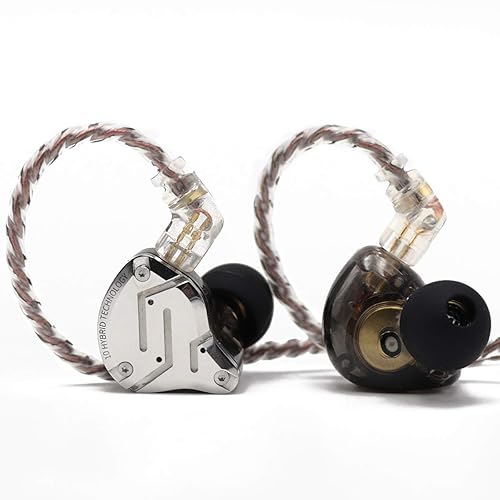 Linsoul KZ ZS10 Pro, 4BA+1DD 5 Driver in Ear Monitor, HiFi Wired Earbuds, Gaming Earbuds, Hybrid IEM Earphones with Stainless Steel Faceplate, Detachable Cable for Musician(Without Mic, Black) - Black - Without Mic