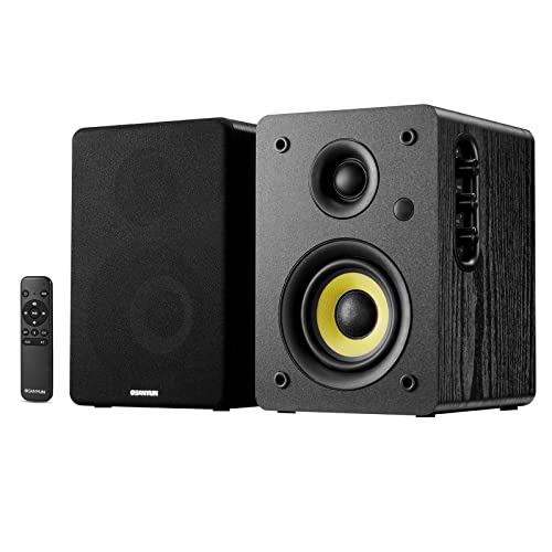 Sanyun SW206 80W Active Dual-Mode Bookshelf Speakers, 4inch Studio Monitor and HiFi Mode, Optical Coaxial TRS Aux Bluetooth 5.0 USB with 24bit DAC, for Home Music System Turntable TV PC Desktop, Black - 4inch Dual-Mode Black