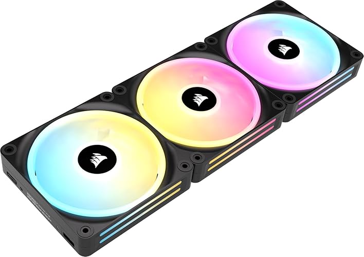 Corsair iCUE LINK QX120 RGB 120mm Magnetic Dome RGB Fans - Triple Fan Starter Kit with iCUE LINK System Hub - Black - Triple (120mm) - Black