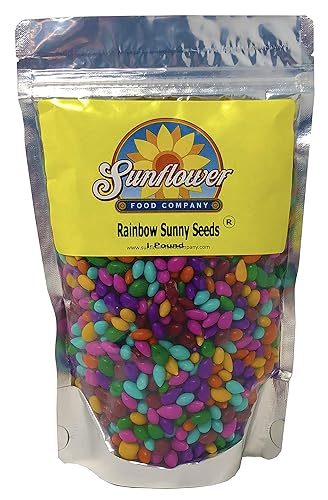 Chocolate Covered Sunflower Seeds - Multicolored Candy Coated Treats - Rainbow Sunny Seeds - Sweet and Crunchy Topping - 1 LB Resealable Bag