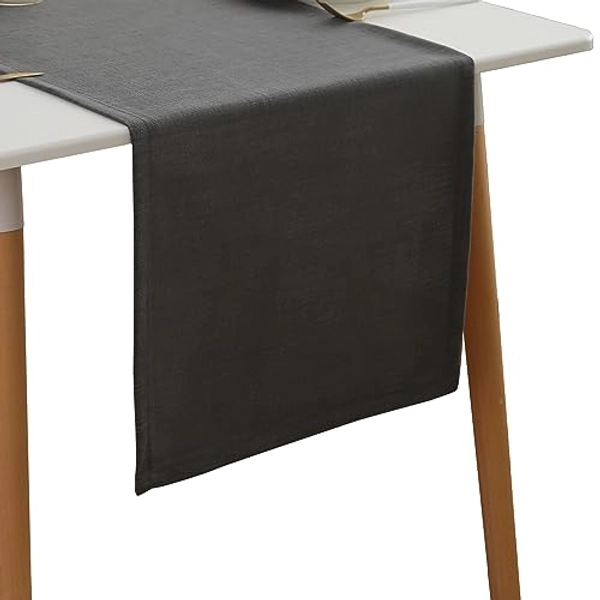 Simurq Tischläufer Wasserabweisende & Abwaschbare Tischläufer modern | Leinenoptik - Lotuseffekt | Pflegeleicht & fleckenabweisend Läufer | Tischläufer grau (Farbe: Grau, 30x140 cm)