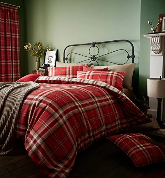 Catherine Lansfield Kelso Cotton Rich Double Duvet Set Red , 3 Stück
