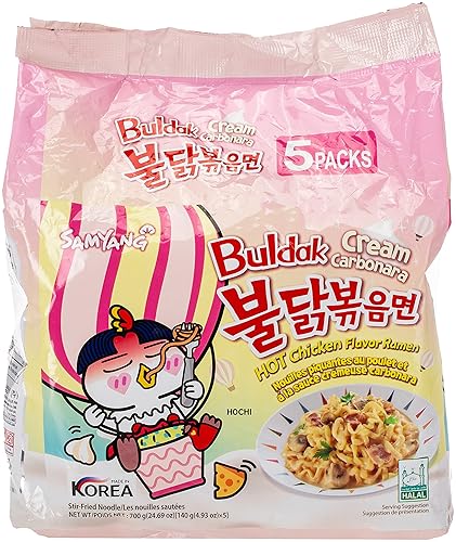 Samyang Buldak Cream Carbonara Hot Chicken Flavor Ramen 5x140g Halal Noodles