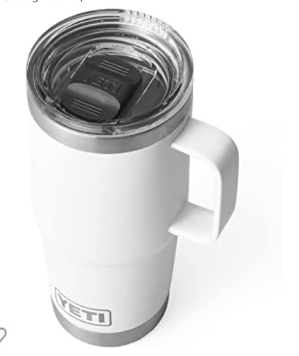 YETI Rambler 20 oz Travel Mug, Stainless Steel, Vacuum Insulated with Stronghold Lid, White - White