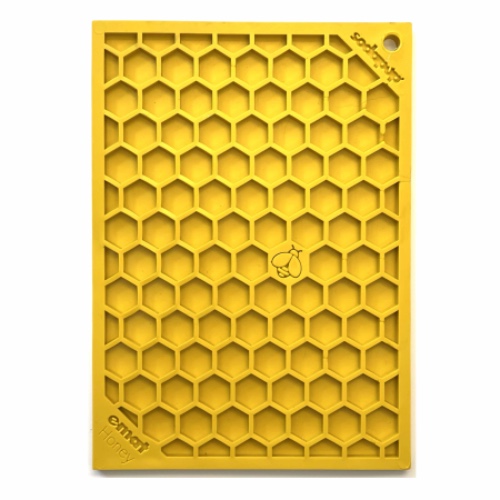 Honeycomb Design Emat Enrichment Lick Mat - Honeycomb E-Mat - small yellow