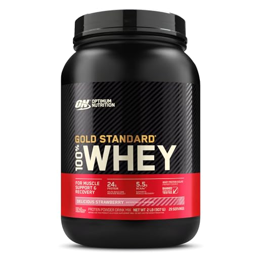 Optimum Nutrition 100% Whey Gold - Delicious Strawberry - 900 g (Pack of 1)
