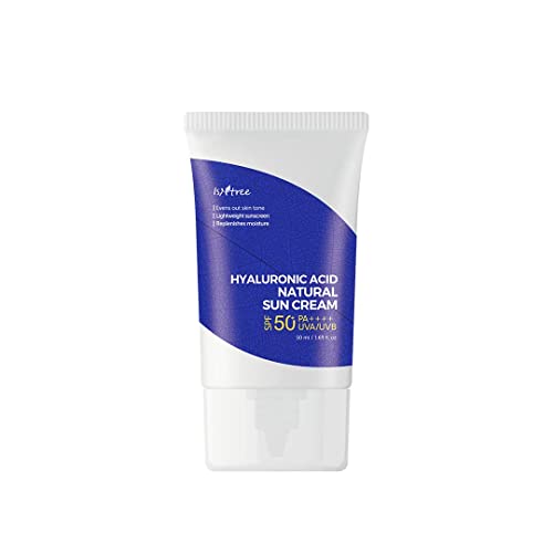 IsNtree Hyaluronic Acid Natural Sun Cream SPF50+ PA++++ 50ml Moisturizing Physical Sun Block, Reef-safe, Non-nano Sunscreen, 50 g (Pack of 1)