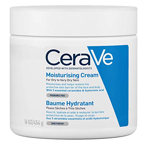 CeraVe Moisturising Cream for Dry to Very Dry Skin 454g with Hyaluronic Acid & 3 Essential Ceramides - Unscented  - 454 g