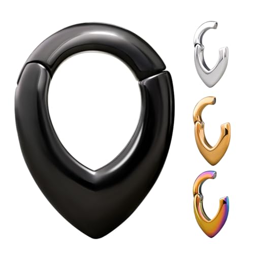 PUNKYOUTH Ear Hanger Weights for Stretched Ear Lobe Stainless Steel Ear Gauges 2g(6mm) Ear Plugs Tunnels Body Piercing Jewelry Kit - #4 Black-2g