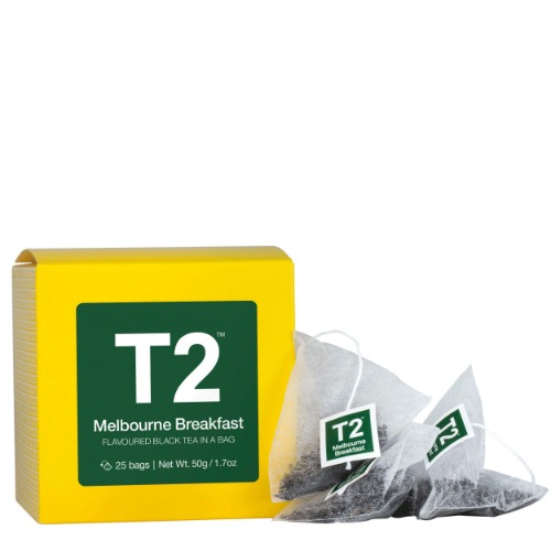 T2 Tea Melbourne Breakfast Black Tea Bags in Box, 25-count