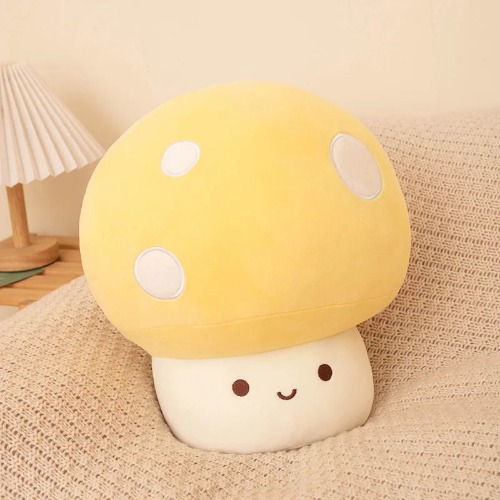 Colorful Cozy Pastel Mushroom Plushie Toy - yellow / 30cm